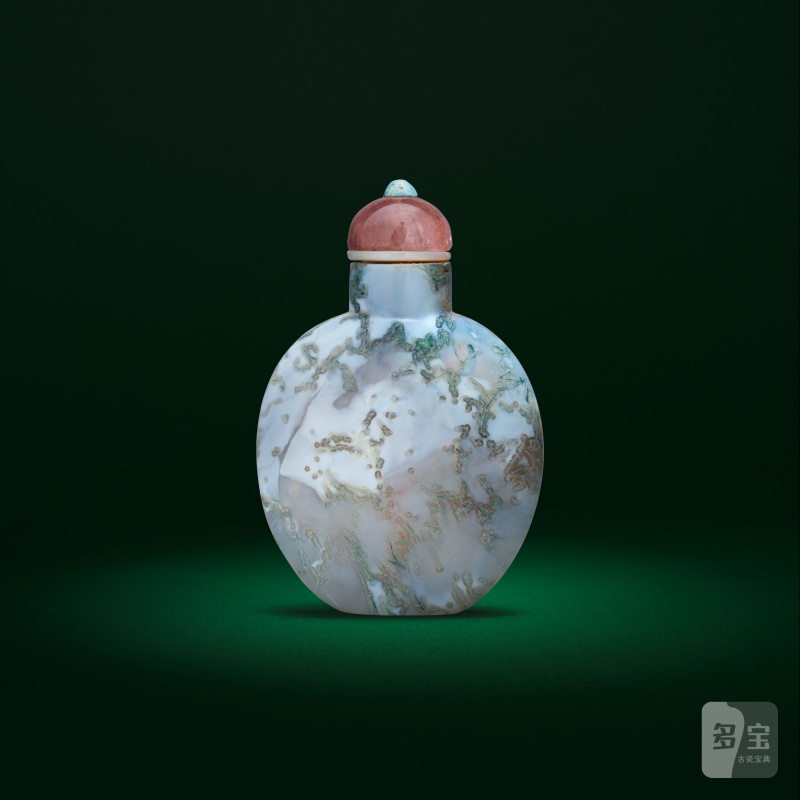 十九/二十世紀 水草瑪瑙鼻烟壶 | AN AGATE 'WATERWEED' SNUFF BOTTLE - 图2